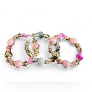 3pc Gold Toned Beaded Bracelets